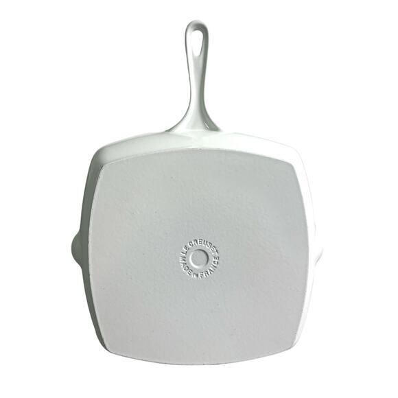 Le Creuset #26 Square Cast Iron White Enamel Skillet Grill Pan 10” France - Picture 2 of 7